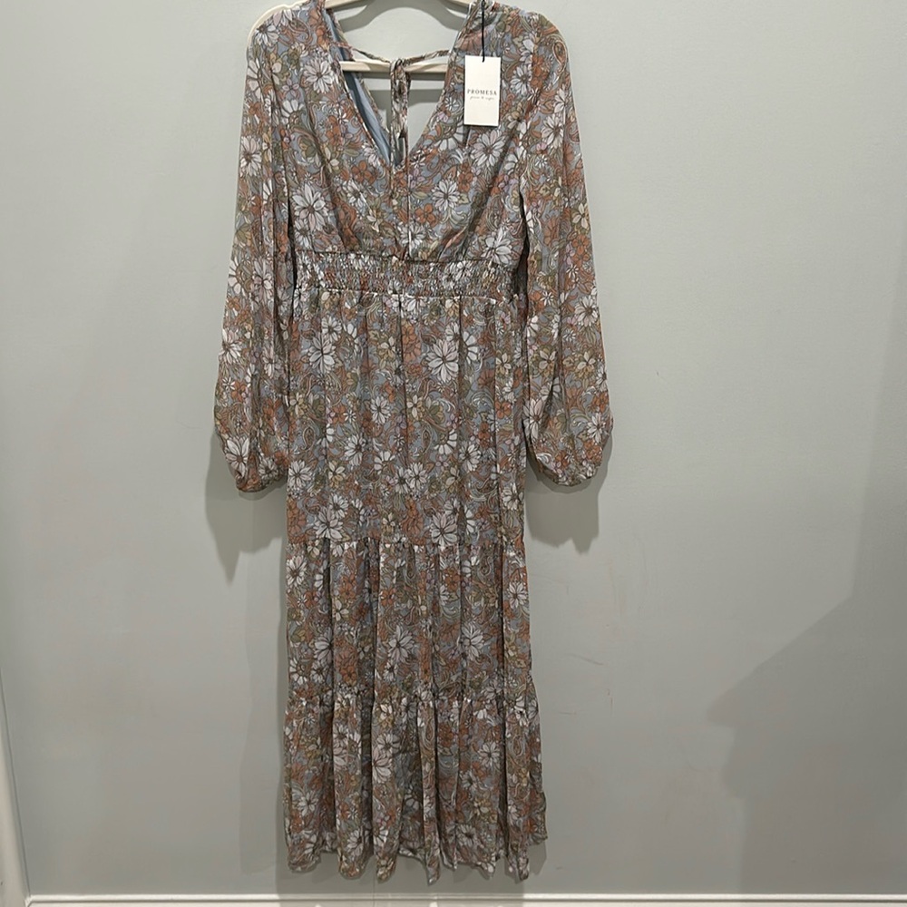 NWT. Floral Long Sleeve Maxi Dress